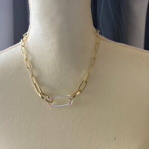 Gold Chain Necklace with Iridescent Link - Women Jewelry